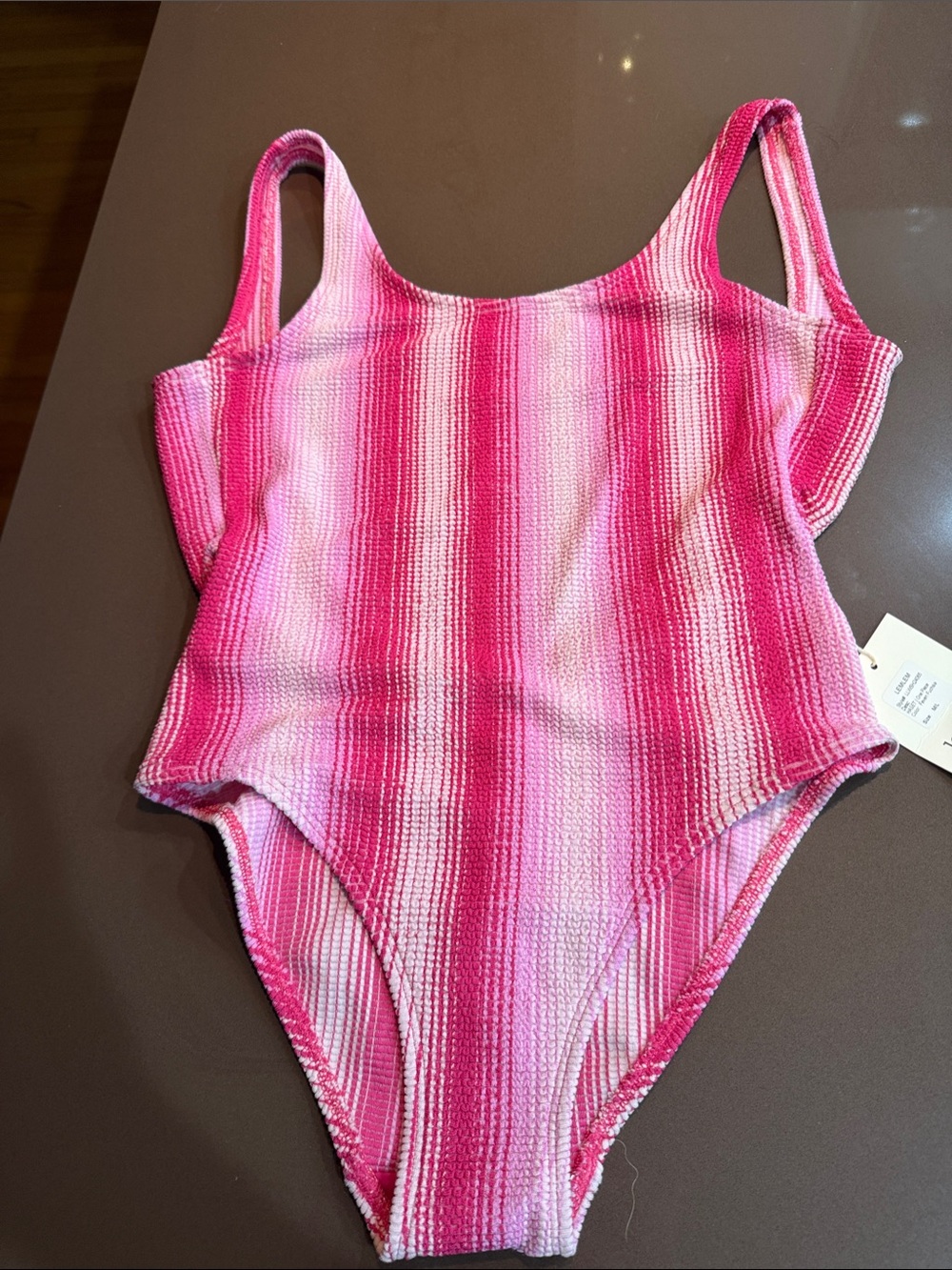 Lemlem Fuchsia and Light Pink Ribbed One-Piece